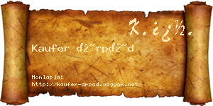 Kaufer Árpád névjegykártya