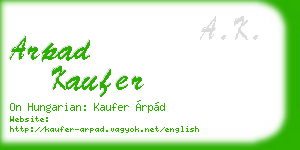arpad kaufer business card